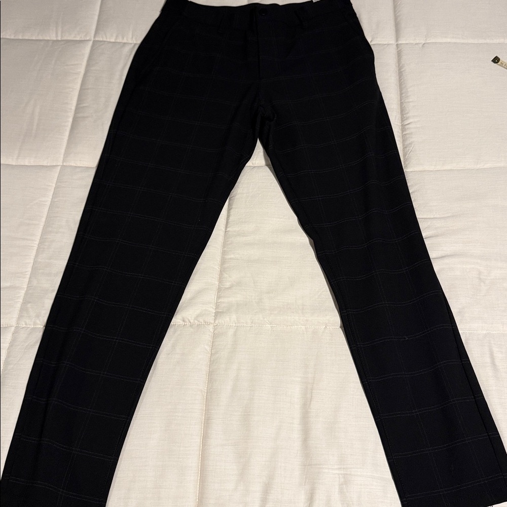 Zara Men’s Black Plaid Trousers. Size M. Slim Fit